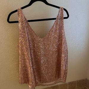 LOFT Rose Gold Sequin Tank Top